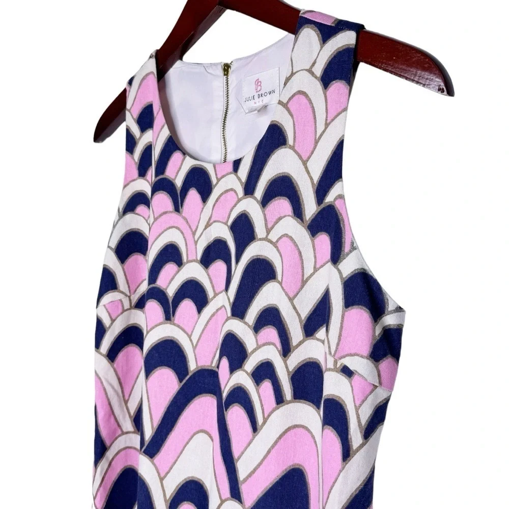JB JULIE BROWN NYC Sleeveless Back Zip Shift Dress Size 4 in Multi Linen Blend